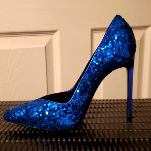 NWT Saint Laurent Blue Sequin Womens Pumps - Size 38 (US 8) NWT - Picture 8 of 16